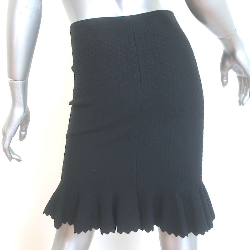 Alaia Ruffled-Hem Metallic Jacquard Skirt Black Size 38
