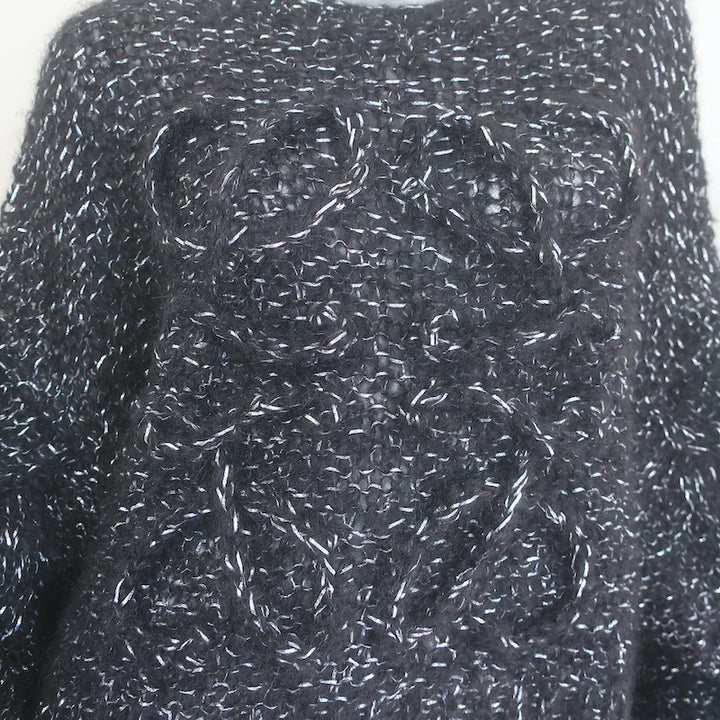 Loewe Anagram Metallic Sweater Black/Silver Mohair-Blend Size Medium
