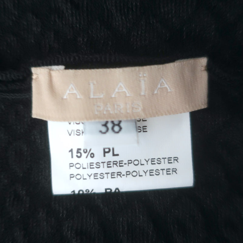 Alaia Ruffled-Hem Metallic Jacquard Skirt Black Size 38
