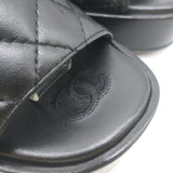 Chanel 24P Quilted Leather Platform Slingback Sandals Black Size 37.5 NEW