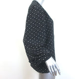 Saint Laurent Heart Print Tie-Neck Blouse Black Silk Size 38 Long Sleeve Top