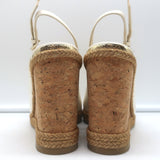 Jimmy Choo Amely 105 Slingback Cork Platform Wedge Sandals White Leather Size 39