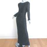 Balmain Sequined Open-Back Gown Black Size 42 Long Sleeve Maxi Dress