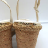 Jimmy Choo Amely 105 Slingback Cork Platform Wedge Sandals White Leather Size 39