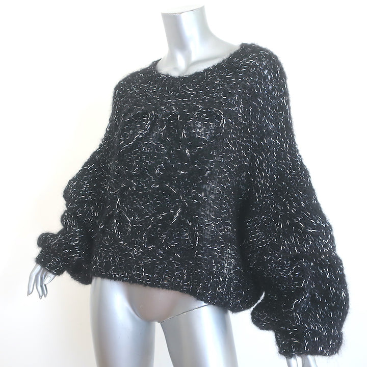 Loewe Anagram Metallic Sweater Black/Silver Mohair-Blend Size Medium