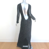 Balmain Sequined Open-Back Gown Black Size 42 Long Sleeve Maxi Dress