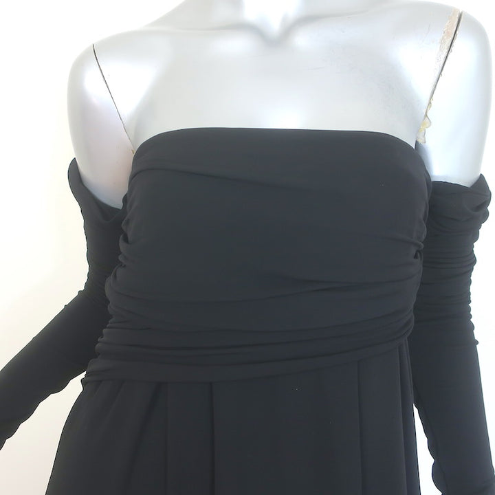 Khaite Nerissa Off the Shoulder Midi Dress Black Draped Jersey Size Small