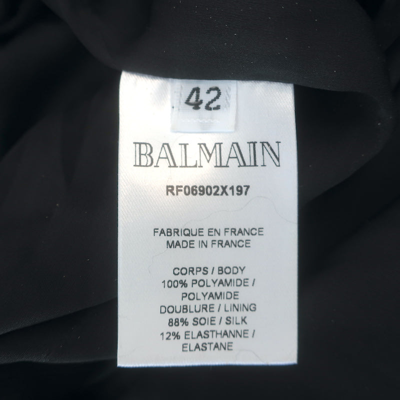 Balmain Sequined Open-Back Gown Black Size 42 Long Sleeve Maxi Dress