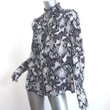 Isabel Marant Lamia Blouse Snakeskin Print Silk Size 44 Long Sleeve Top