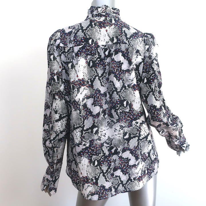 Isabel Marant Lamia Blouse Snakeskin Print Silk Size 44 Long Sleeve Top