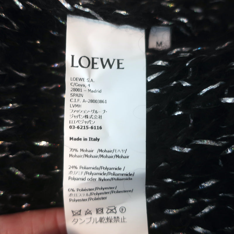 Loewe Anagram Metallic Sweater Black/Silver Mohair-Blend Size Medium