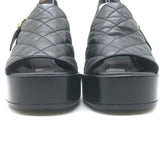 Chanel 24P Quilted Leather Platform Slingback Sandals Black Size 37.5 NEW