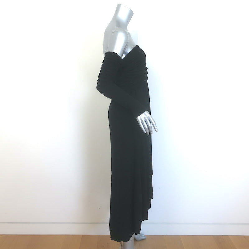 Khaite Nerissa Off the Shoulder Midi Dress Black Draped Jersey Size Small