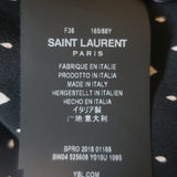 Saint Laurent Heart Print Tie-Neck Blouse Black Silk Size 38 Long Sleeve Top