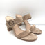 Gianvito Rossi Two-Band Slide Sandals Beige Suede Size 39 Open Toe Heels