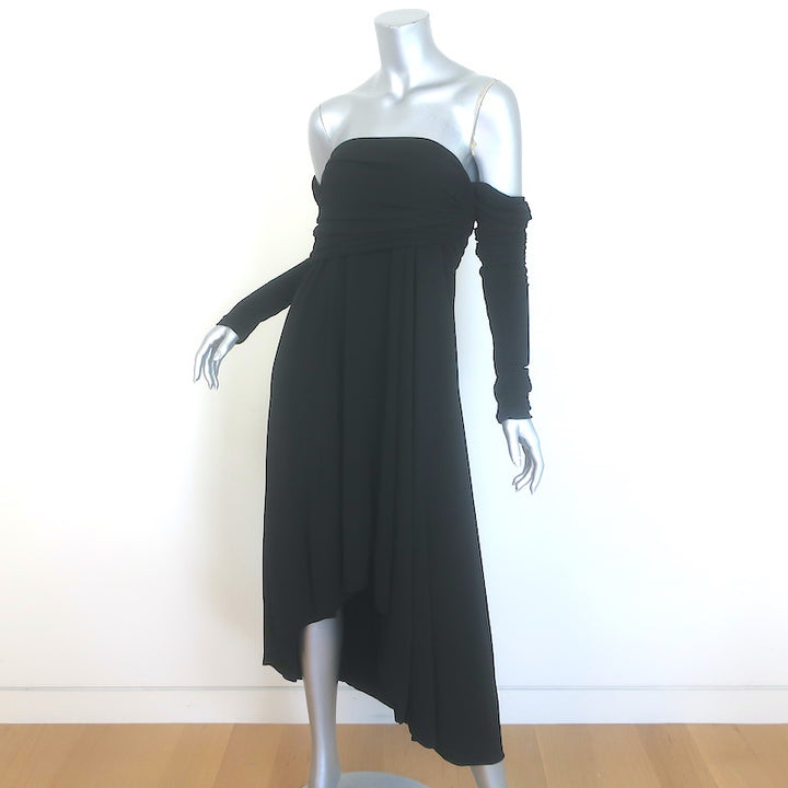 Khaite Nerissa Off the Shoulder Midi Dress Black Draped Jersey Size Small