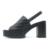 Chanel 24P Quilted Leather Platform Slingback Sandals Black Size 37.5 NEW