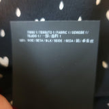 Saint Laurent Heart Print Tie-Neck Blouse Black Silk Size 38 Long Sleeve Top