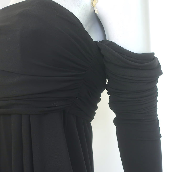 Khaite Nerissa Off the Shoulder Midi Dress Black Draped Jersey Size Small