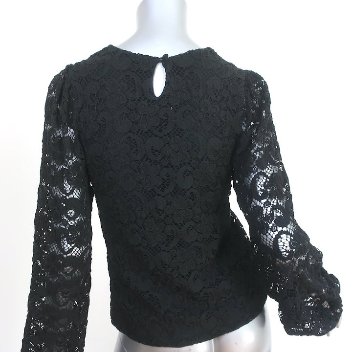 Nightcap Blouson Sleeve Top Black Stretch Lace Size Medium