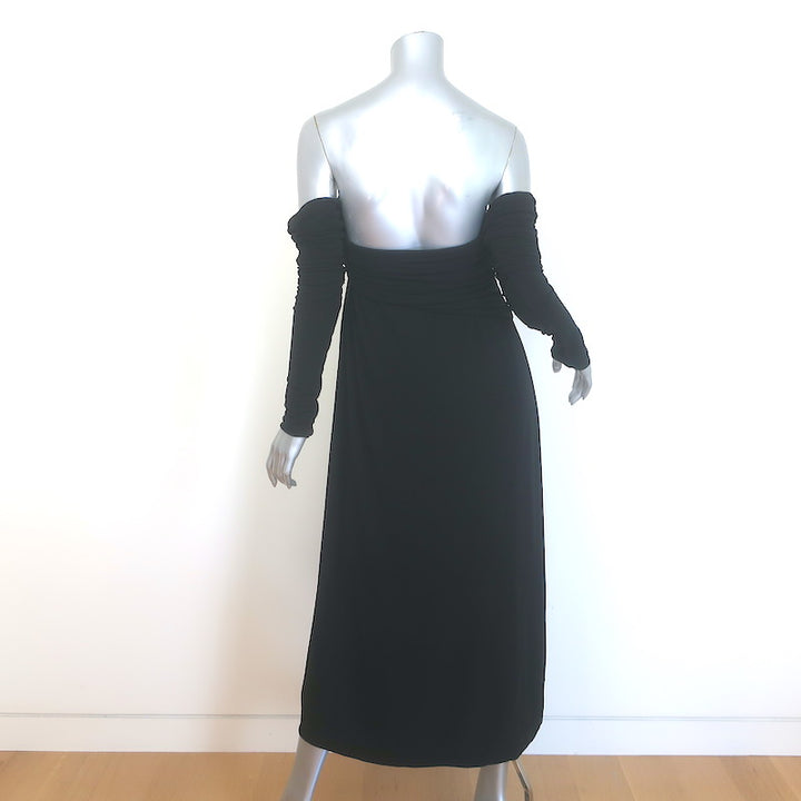 Khaite Nerissa Off the Shoulder Midi Dress Black Draped Jersey Size Small