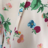 Beulah Sonia Blouson Sleeve Midi Dress Blush Pink Floral Print Silk Size US 4