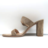 Gianvito Rossi Two-Band Slide Sandals Beige Suede Size 39 Open Toe Heels