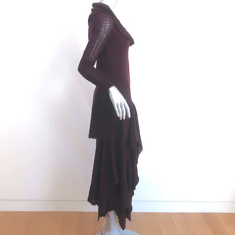 Ulla Johnson Ambrosia Midi Dress Mahogany Wool Pointelle Knit Size Medium NEW