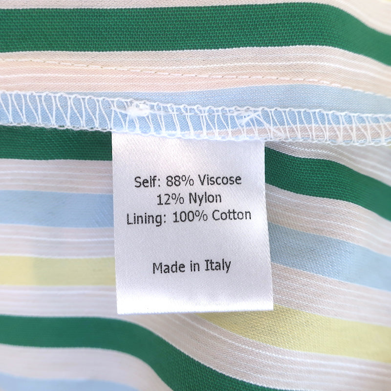 La Ligne Tracy Midi Dress Green/Yellow Striped Voile Size Medium NEW