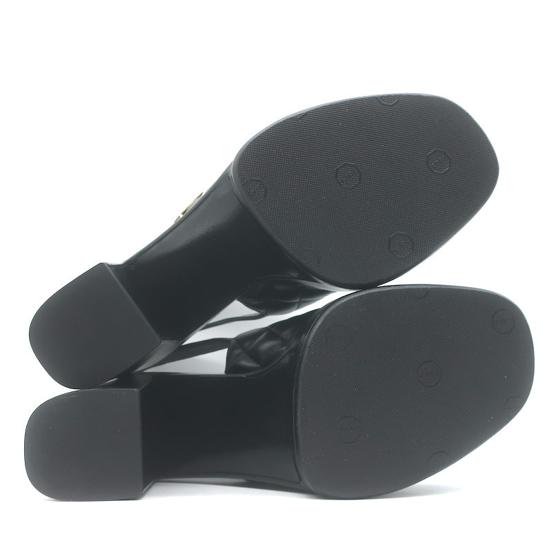 Chanel 24P Quilted Leather Platform Slingback Sandals Black Size 37.5 NEW
