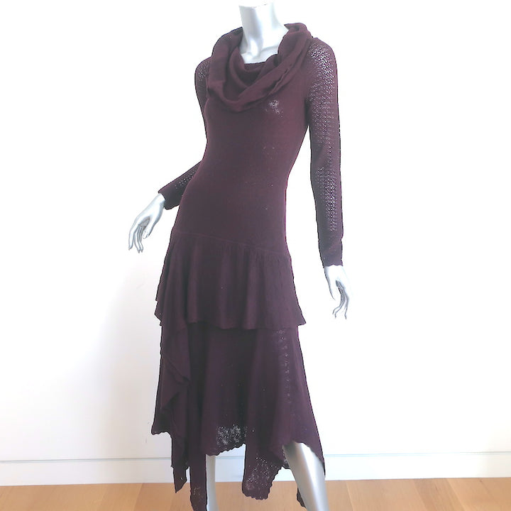 Ulla Johnson Ambrosia Midi Dress Mahogany Wool Pointelle Knit Size Medium NEW