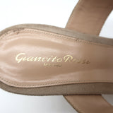 Gianvito Rossi Two-Band Slide Sandals Beige Suede Size 39 Open Toe Heels