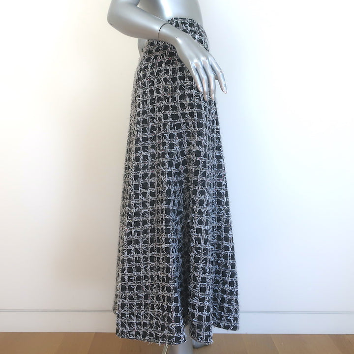 Chanel Windowpane Eyelash Tweed A-Line Midi Skirt Charcoal/Multi Size 36