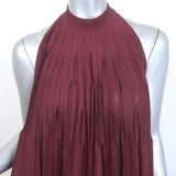 Alaia Pleated Halter Mini Dress Bordeaux Silk-Blend Knit Size 40