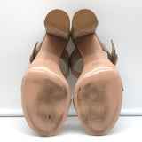 Gianvito Rossi Two-Band Slide Sandals Beige Suede Size 39 Open Toe Heels