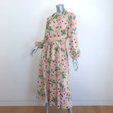 Beulah Sonia Blouson Sleeve Midi Dress Blush Pink Floral Print Silk Size US 4