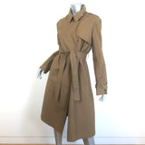Theory Ashling Belted Trench Coat Brown Cotton Size Medium