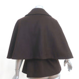 Burberry London Double Breasted Cape Jacket Dark Brown Mohair-Blend Size US 8