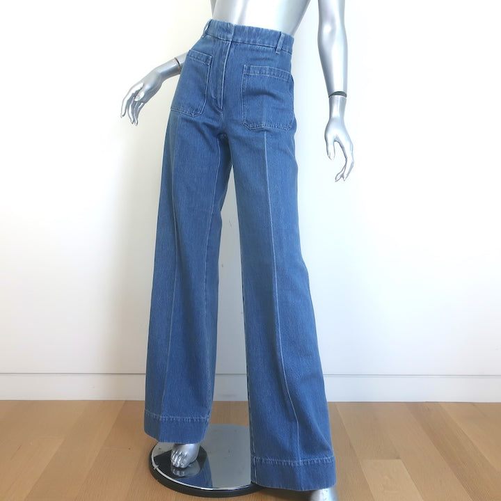 Victoria Beckham High-Rise Patch Pocket Jeans Blue Denim Size 27