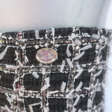 Chanel Windowpane Eyelash Tweed A-Line Midi Skirt Charcoal/Multi Size 36