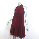 Alaia Pleated Halter Mini Dress Bordeaux Silk-Blend Knit Size 40