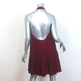 Alaia Pleated Halter Mini Dress Bordeaux Silk-Blend Knit Size 40