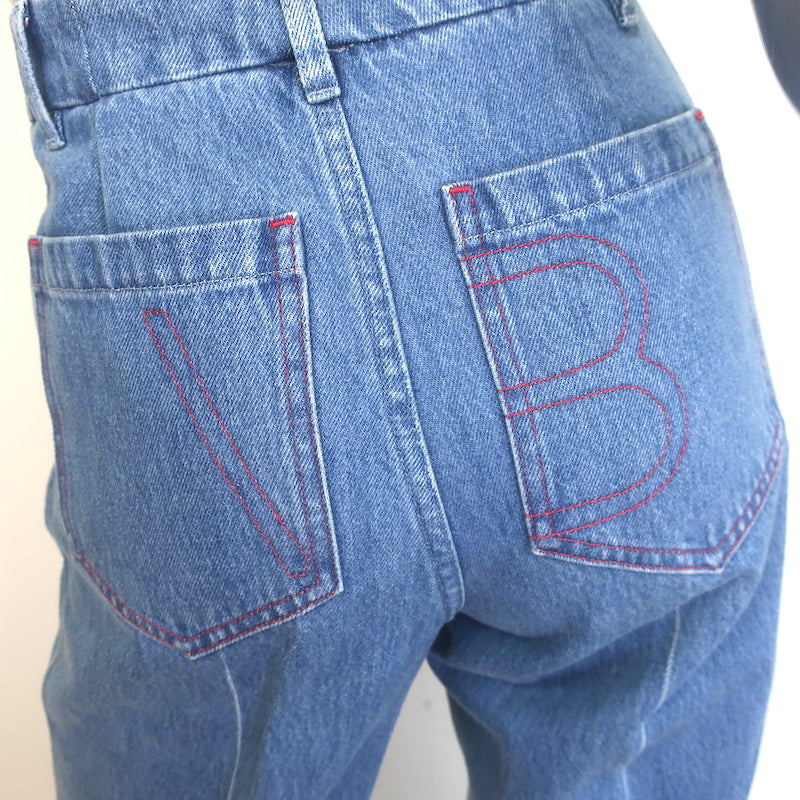 Victoria Beckham High-Rise Patch Pocket Jeans Blue Denim Size 27