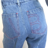 Victoria Beckham High-Rise Patch Pocket Jeans Blue Denim Size 27