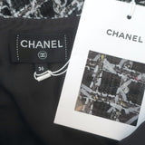 Chanel Windowpane Eyelash Tweed A-Line Midi Skirt Charcoal/Multi Size 36
