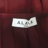 Alaia Pleated Halter Mini Dress Bordeaux Silk-Blend Knit Size 40