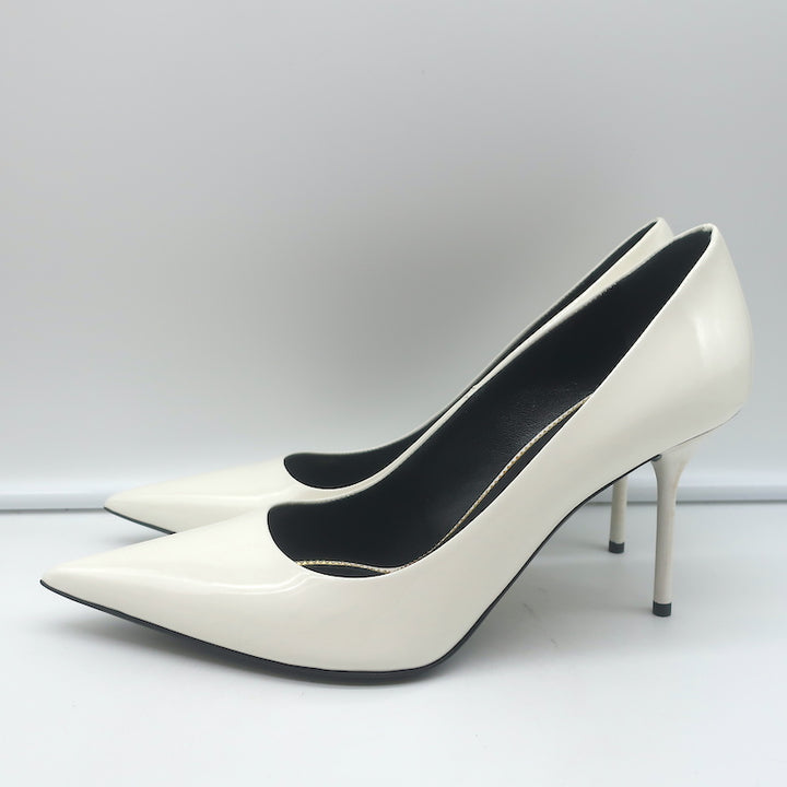Tom Ford Pumps White Patent Leather Size 39 Pointed Toe Heels NEW