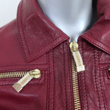 Gucci Tom Ford Multi-Pocket Leather Bomber Jacket Red Size 40