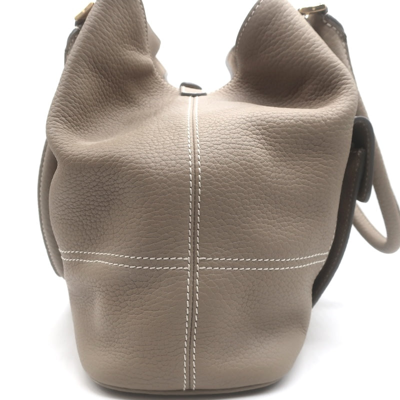 Loro Piana Trapeze Globe Shoulder Bag Taupe Pebbled Leather NEW