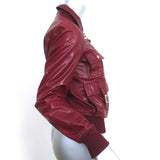 Gucci Tom Ford Multi-Pocket Leather Bomber Jacket Red Size 40